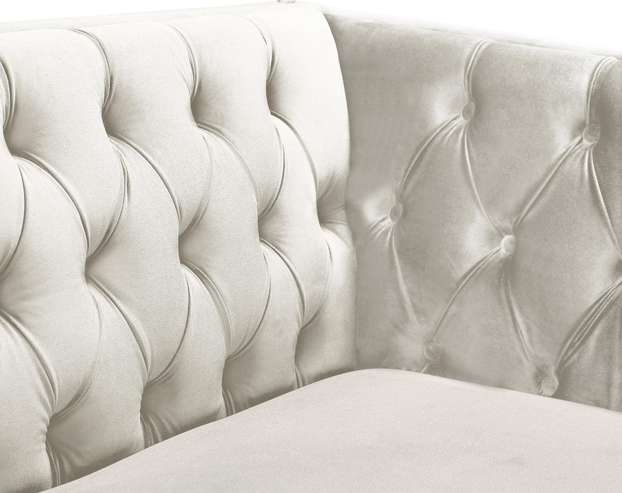 Michelle Cream Velvet Loveseat - Bargain Furniture (Detroit, MI)