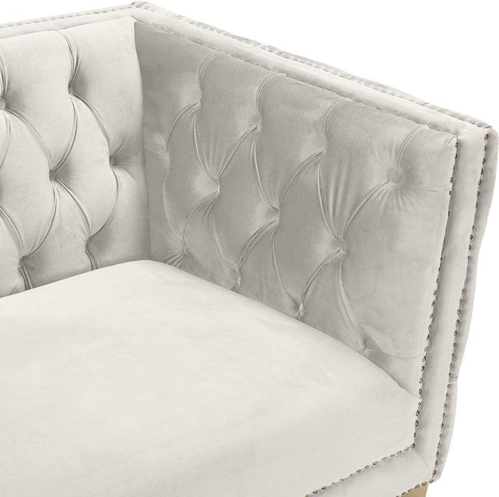 Michelle Cream Velvet Loveseat - Bargain Furniture (Detroit, MI)