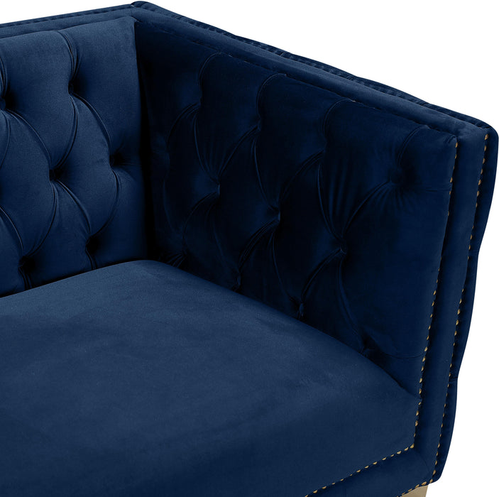 Michelle Navy Velvet Loveseat - Bargain Furniture (Detroit, MI)