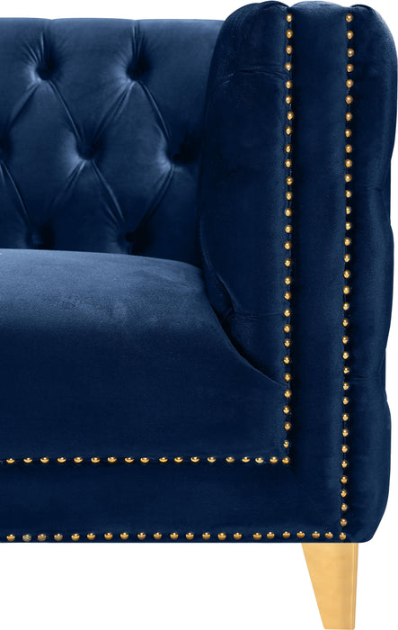 Michelle Navy Velvet Sofa - Bargain Furniture (Detroit, MI)
