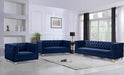 Michelle Navy Velvet Loveseat - Bargain Furniture (Detroit, MI)