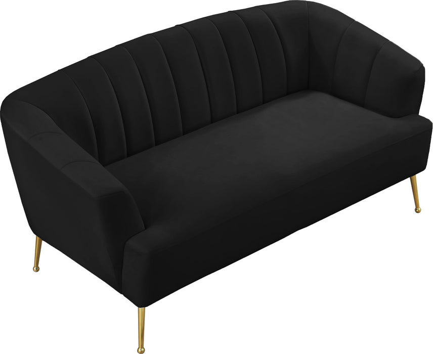 Tori Black Velvet Loveseat