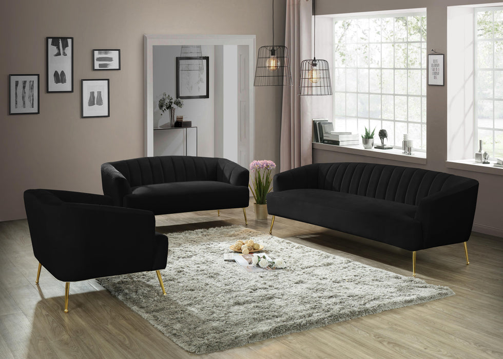Tori Black Velvet Sofa - Bargain Furniture (Detroit, MI)