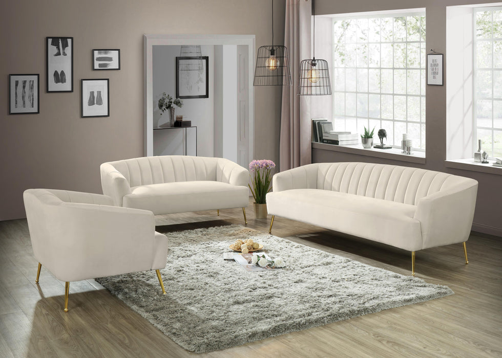 Tori Cream Velvet Loveseat - Bargain Furniture (Detroit, MI)