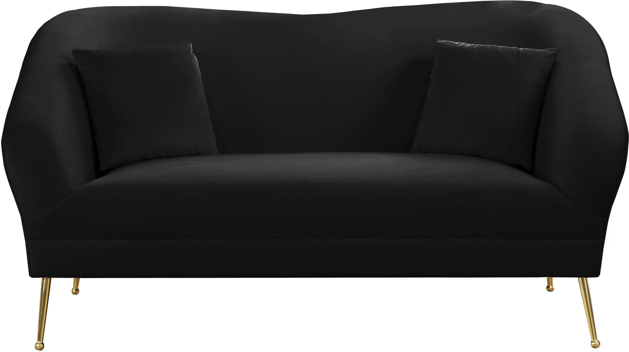 Hermosa Black Velvet Loveseat