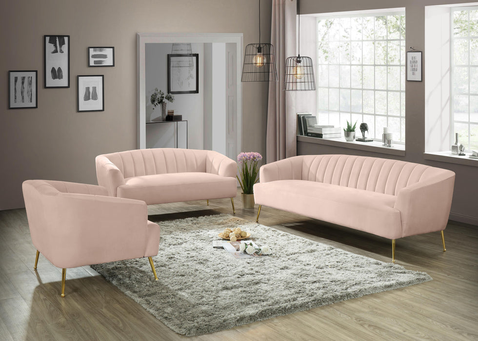 Tori Pink Velvet Loveseat - Bargain Furniture (Detroit, MI)