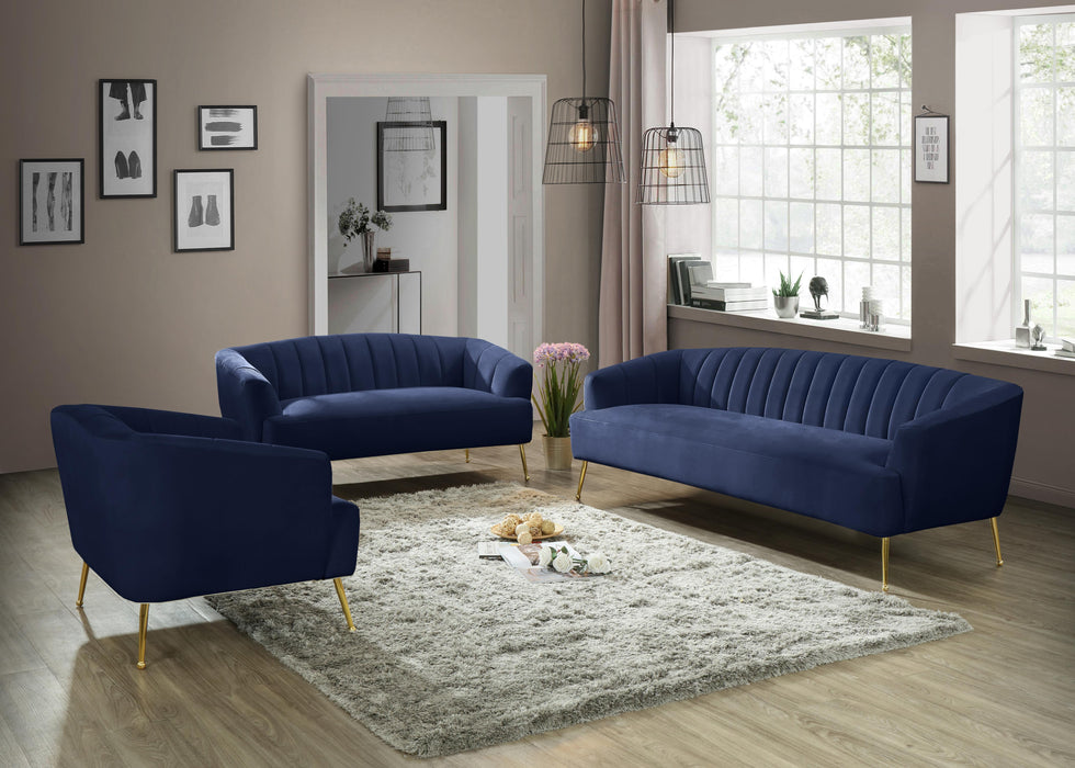 Tori Navy Velvet Loveseat - Bargain Furniture (Detroit, MI)