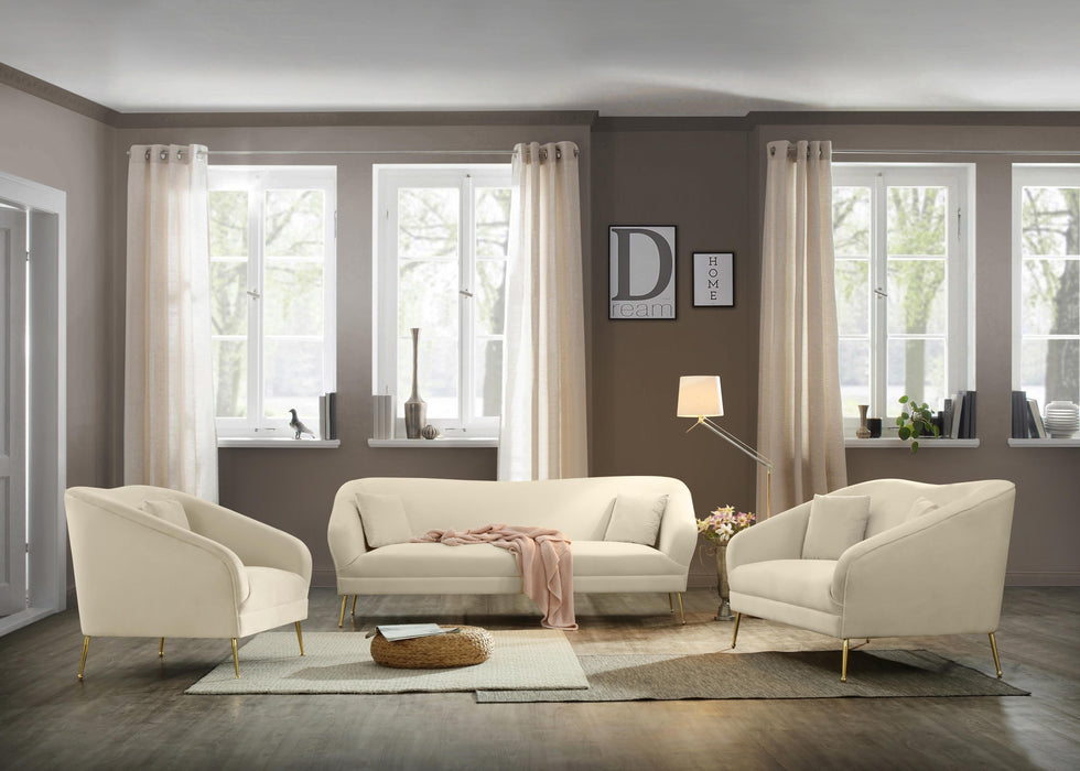 Hermosa Cream Velvet Loveseat - Bargain Furniture (Detroit, MI)