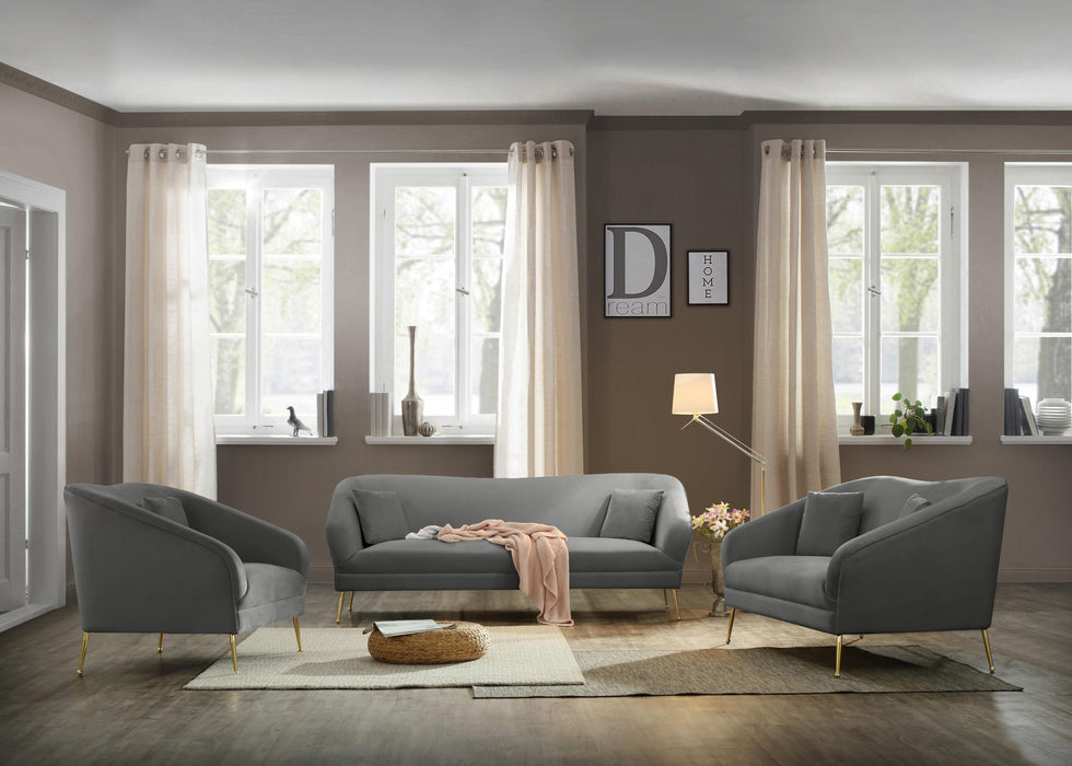 Hermosa Grey Velvet Sofa