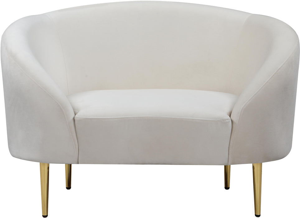 Ritz Cream Velvet Chair - Bargain Furniture (Detroit, MI)
