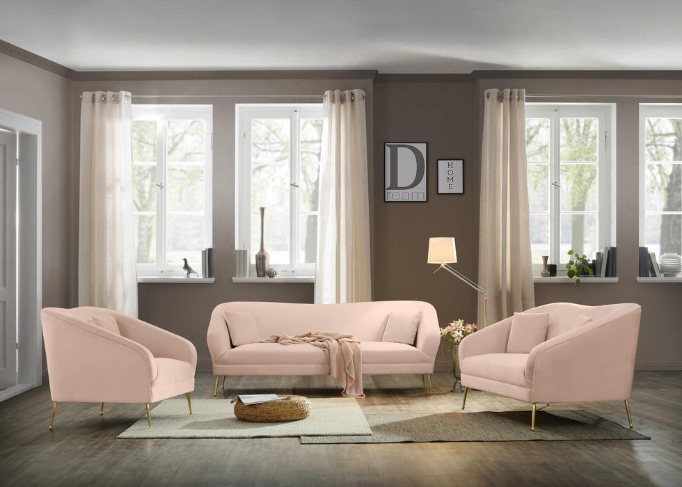 Hermosa Pink Velvet Loveseat - Bargain Furniture (Detroit, MI)