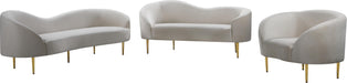 Ritz Cream Velvet Chair - Bargain Furniture (Detroit, MI)