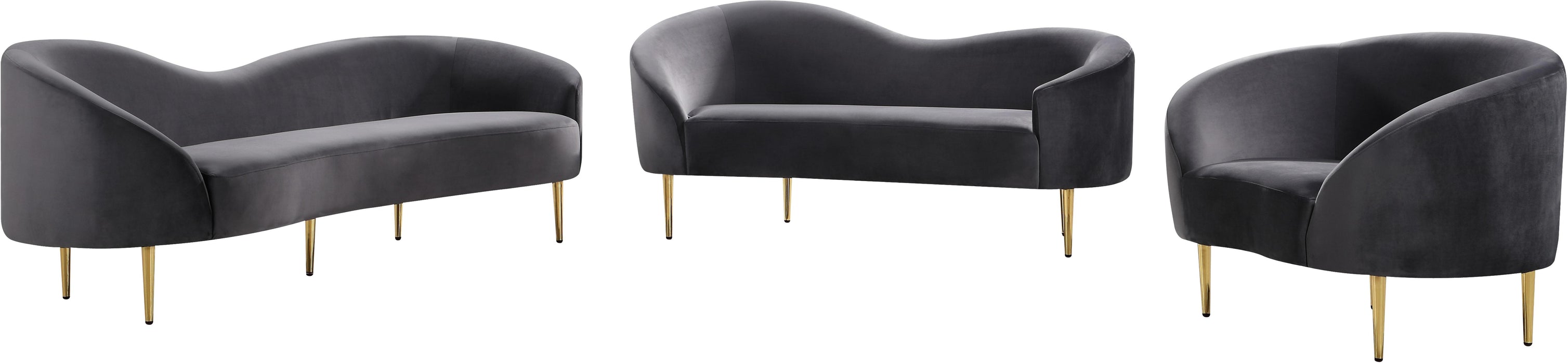 Ritz Grey Velvet Loveseat - Bargain Furniture (Detroit, MI)