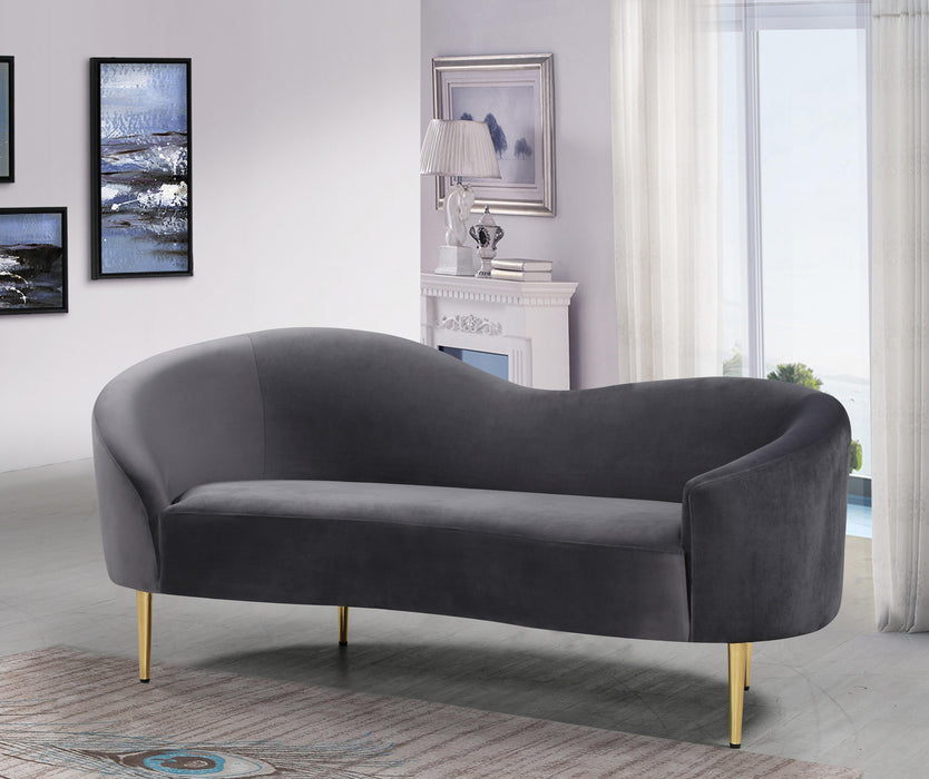 Ritz Grey Velvet Loveseat