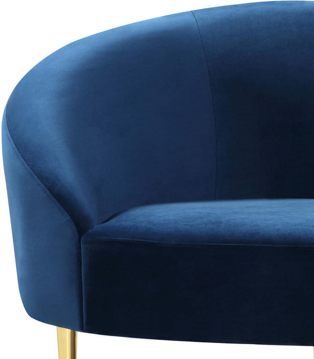 Ritz Navy Velvet Sofa - Bargain Furniture (Detroit, MI)