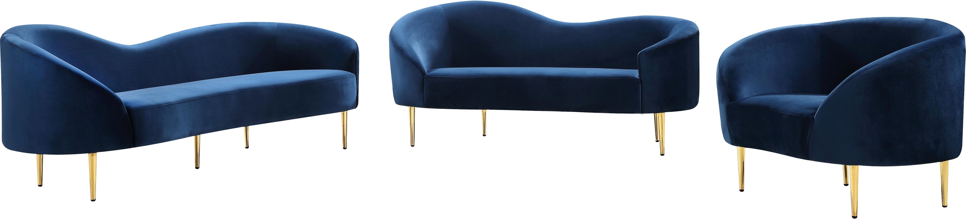 Ritz Navy Velvet Sofa - Bargain Furniture (Detroit, MI)