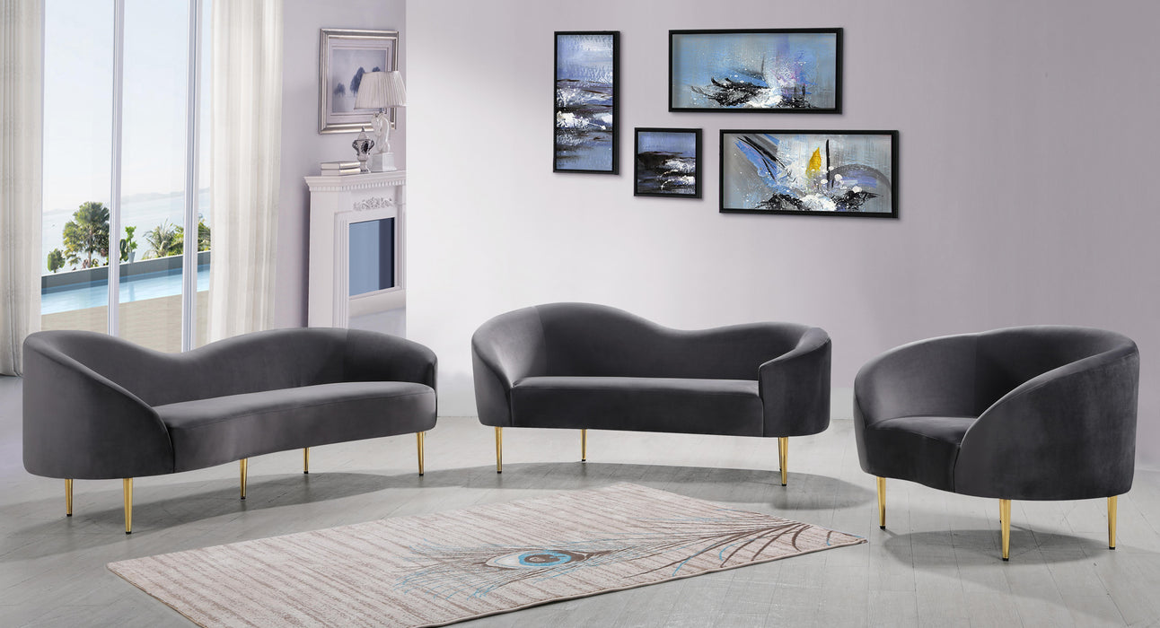 Ritz Grey Velvet Loveseat - Bargain Furniture (Detroit, MI)
