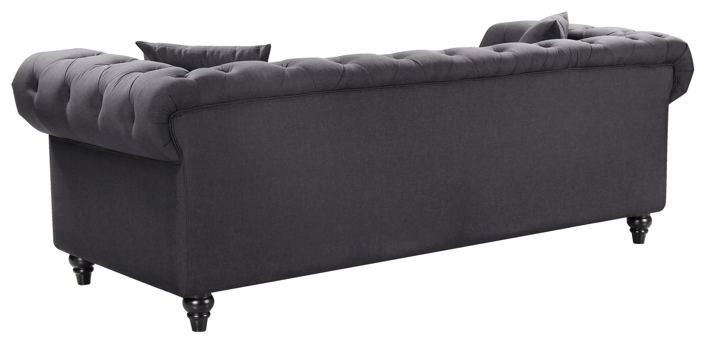 Chesterfield Grey Linen Sofa - Bargain Furniture (Detroit, MI)