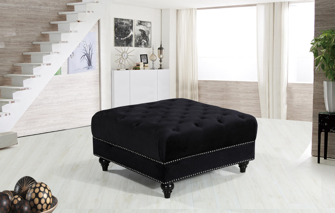 Sabrina Black Velvet Ottoman