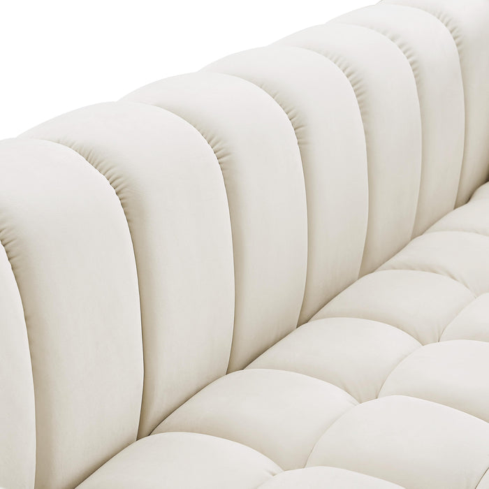 Gwen Cream Velvet Loveseat - Bargain Furniture (Detroit, MI)