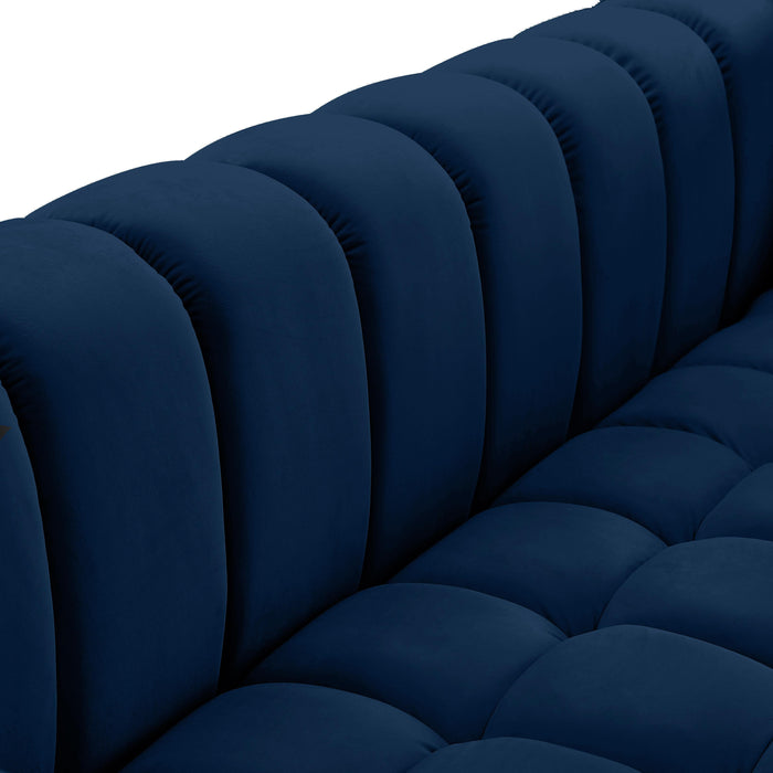 Gwen Navy Velvet Loveseat - Bargain Furniture (Detroit, MI)