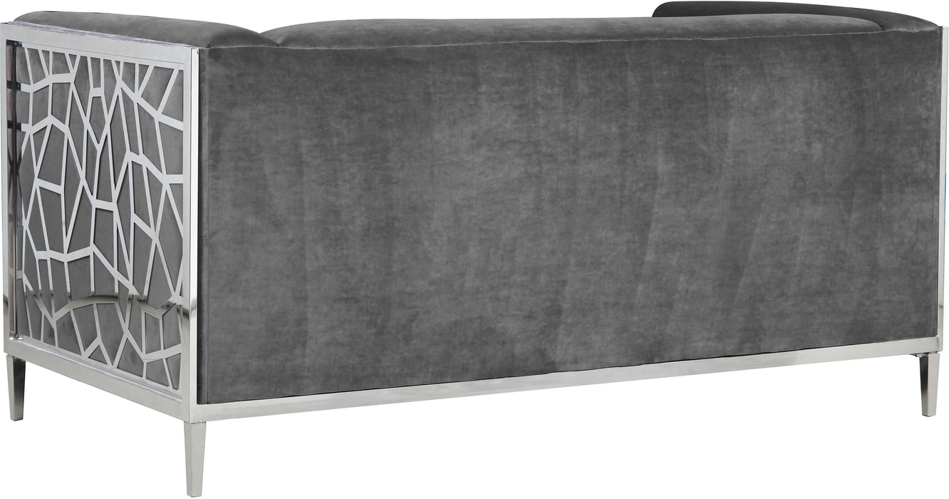 Opal Grey Velvet Loveseat