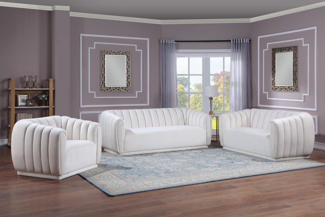 Dixie Cream Velvet Loveseat - Bargain Furniture (Detroit, MI)
