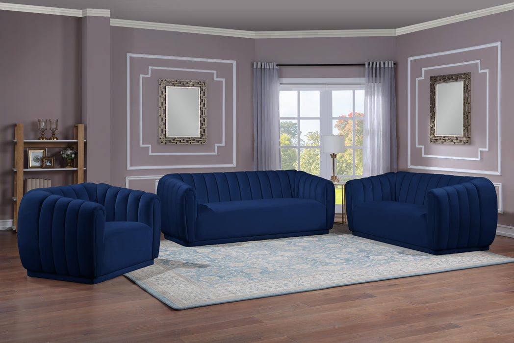 Dixie Navy Velvet Sofa - Bargain Furniture (Detroit, MI)
