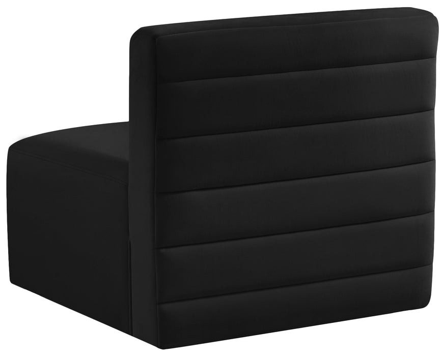Quincy Black Velvet Modular Armless Chair - Bargain Furniture (Detroit, MI)