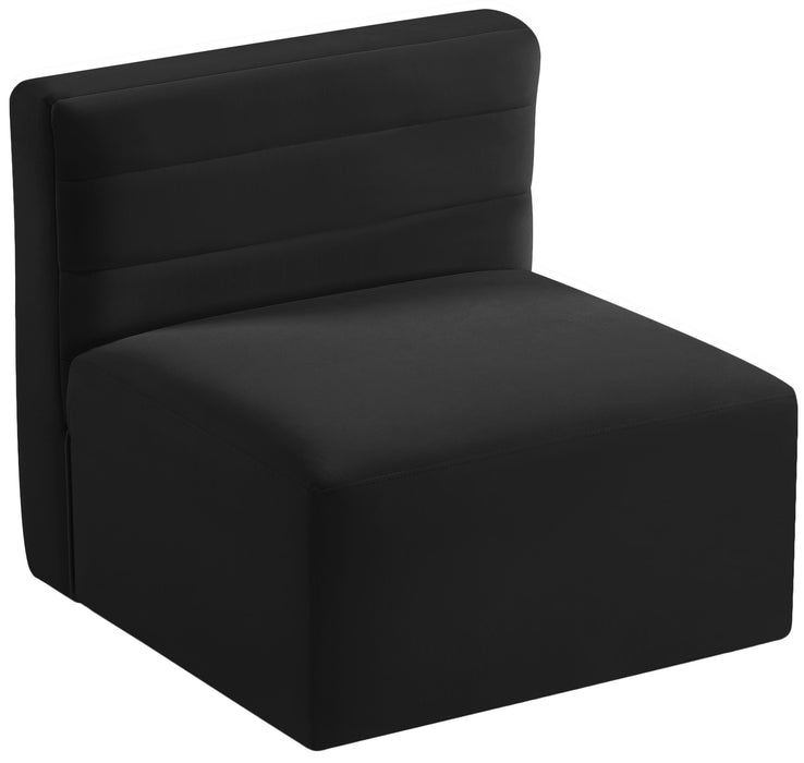 Quincy Black Velvet Modular Armless Chair - Bargain Furniture (Detroit, MI)