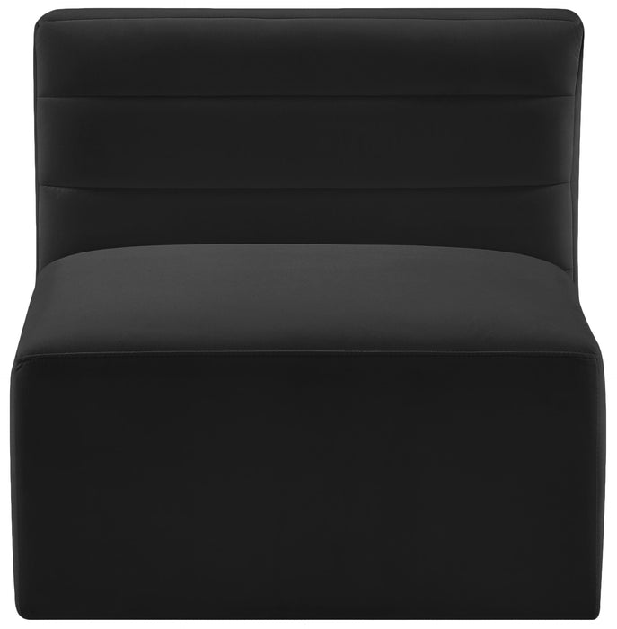 Quincy Black Velvet Modular Armless Chair - Bargain Furniture (Detroit, MI)