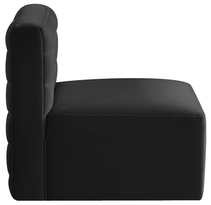 Quincy Black Velvet Modular Armless Chair - Bargain Furniture (Detroit, MI)