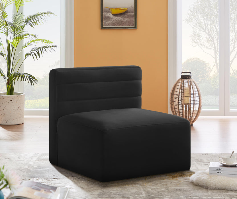 Quincy Black Velvet Modular Armless Chair - Bargain Furniture (Detroit, MI)