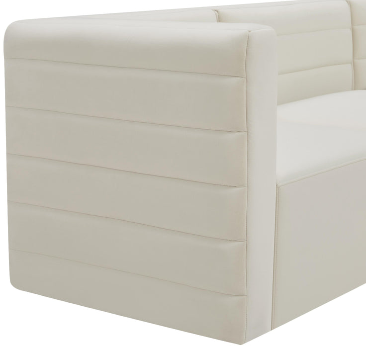 Quincy Cream Velvet Modular Corner Chair - Bargain Furniture (Detroit, MI)