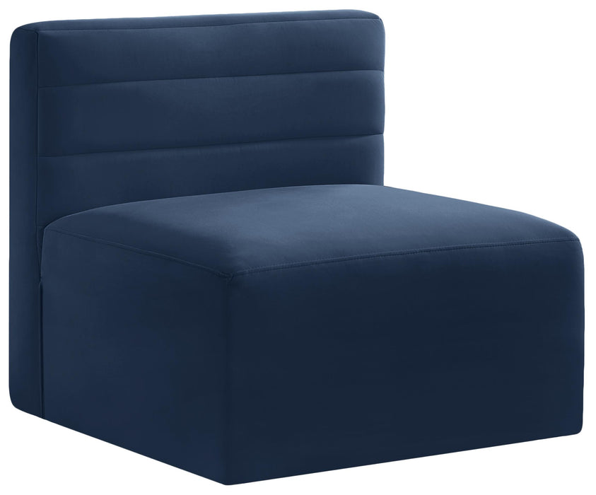 Quincy Navy Velvet Modular Armless Chair image