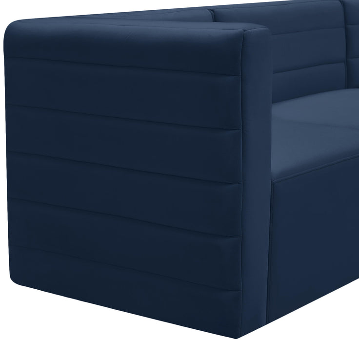 Quincy Navy Velvet Modular Corner Chair - Bargain Furniture (Detroit, MI)