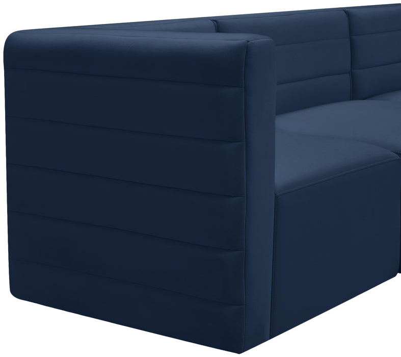 Quincy Navy Velvet Modular Sectional - Bargain Furniture (Detroit, MI)