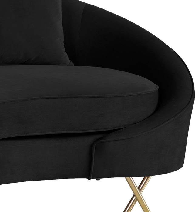 Serpentine Black Velvet Sofa - Bargain Furniture (Detroit, MI)