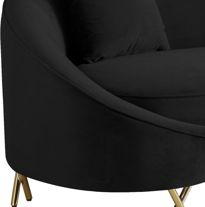 Serpentine Black Velvet Sofa - Bargain Furniture (Detroit, MI)