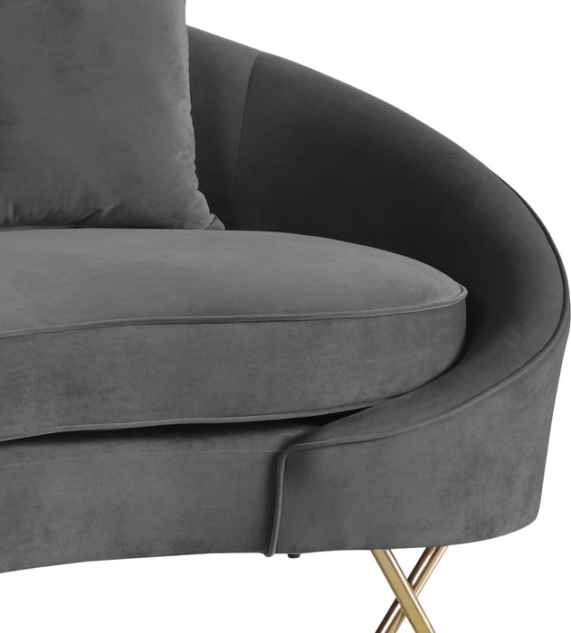 Serpentine Grey Velvet Sofa - Bargain Furniture (Detroit, MI)