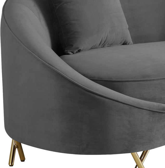 Serpentine Grey Velvet Sofa - Bargain Furniture (Detroit, MI)