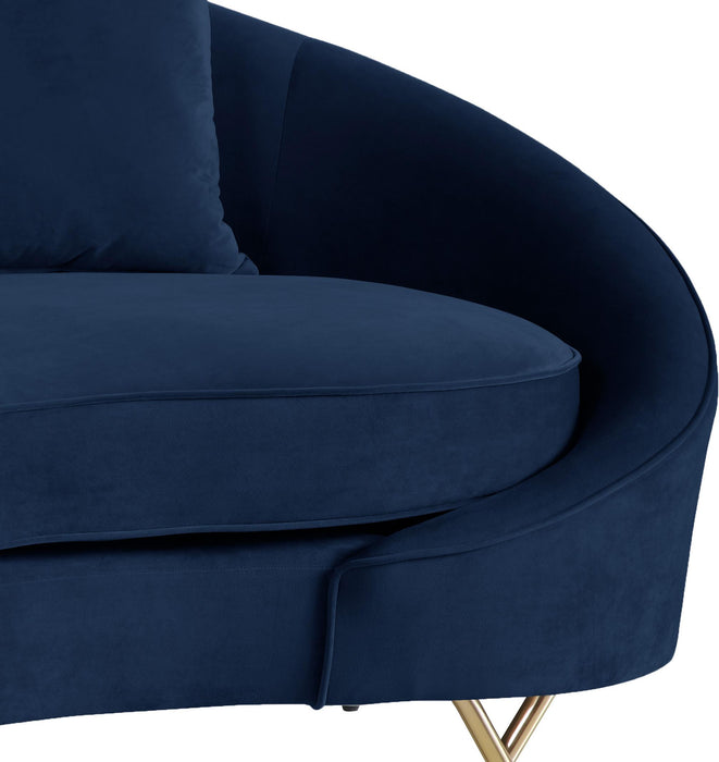 Serpentine Navy Velvet Loveseat - Bargain Furniture (Detroit, MI)