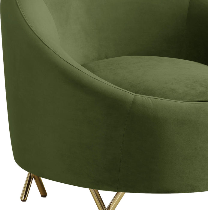 Serpentine Olive Velvet Chair