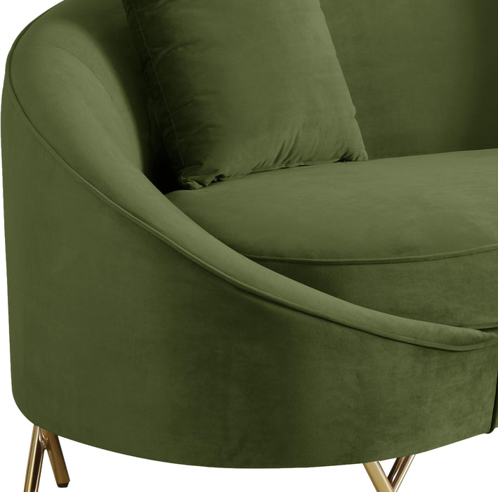 Serpentine Olive Velvet Sofa - Bargain Furniture (Detroit, MI)