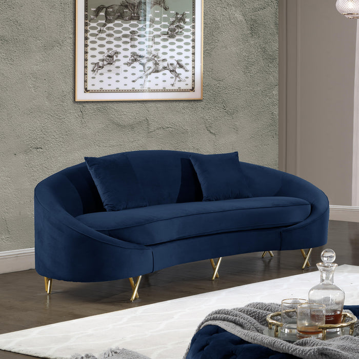 Serpentine Navy Velvet Sofa