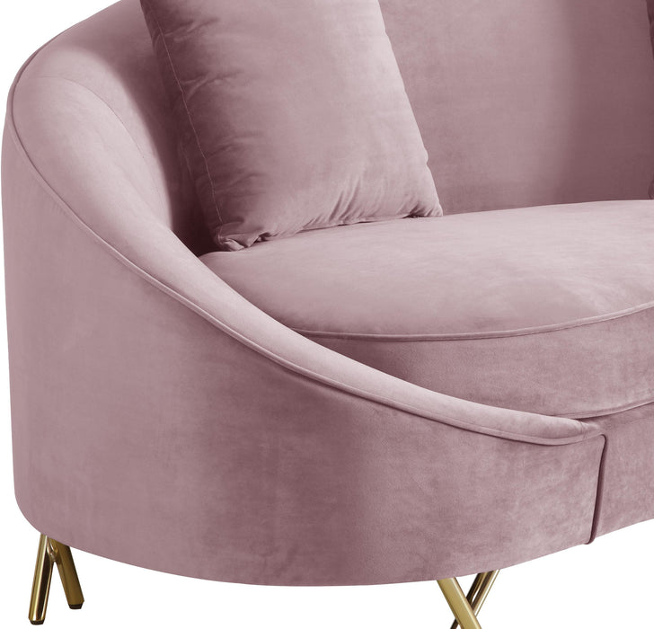Serpentine Pink Velvet Sofa - Bargain Furniture (Detroit, MI)