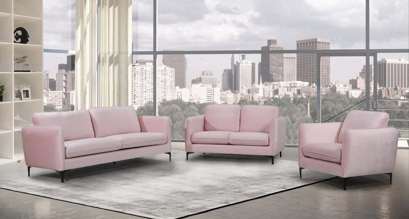Poppy Pink Velvet Loveseat - Bargain Furniture (Detroit, MI)