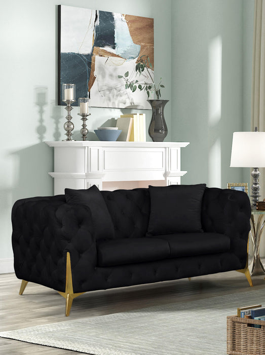 Kingdom Black Velvet Loveseat