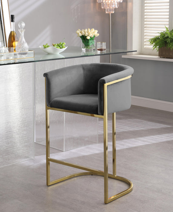 Donatella Grey Velvet Stool