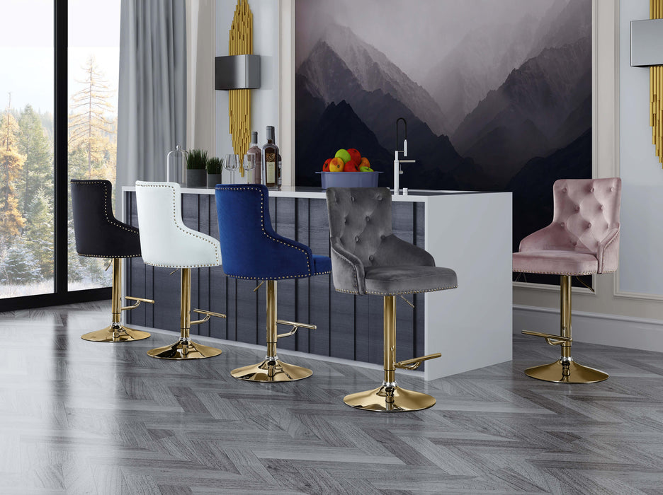 Claude Grey Velvet Adjustable Stool - Bargain Furniture (Detroit, MI)